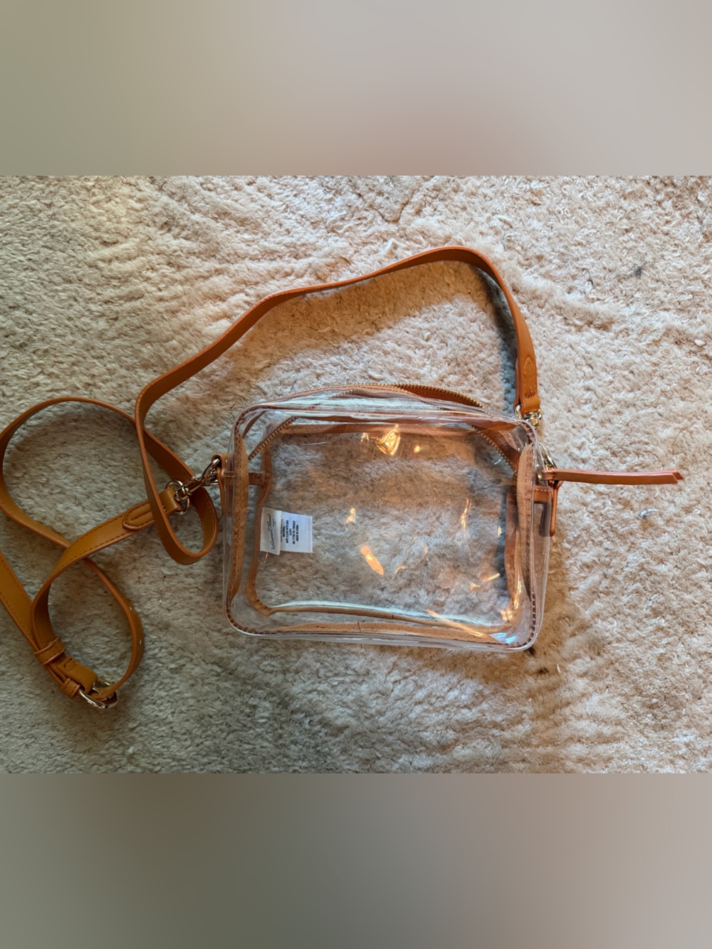 Clear Crossbody Bag with Tan Trim